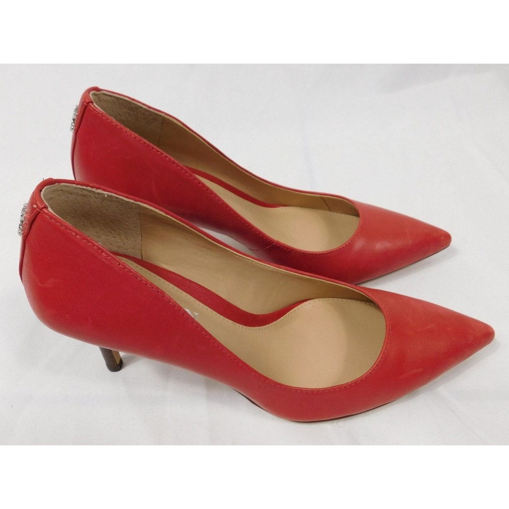 LAUREN RALPH LAUREN RED LEATHER LOGO HEELS PUMPS SZ 5